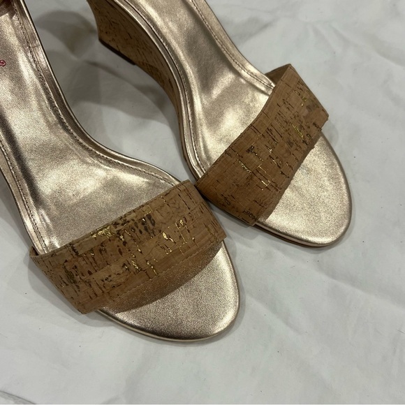 Lilly Pulitzer size 10 Bridgette Wedge cork gold ankle strap sandals dress shoe - Picture 11 of 16